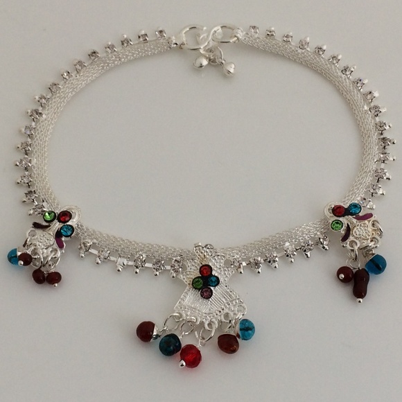 Jewelry - Women Anklet Silver Tone Multi Color Beads Fashion